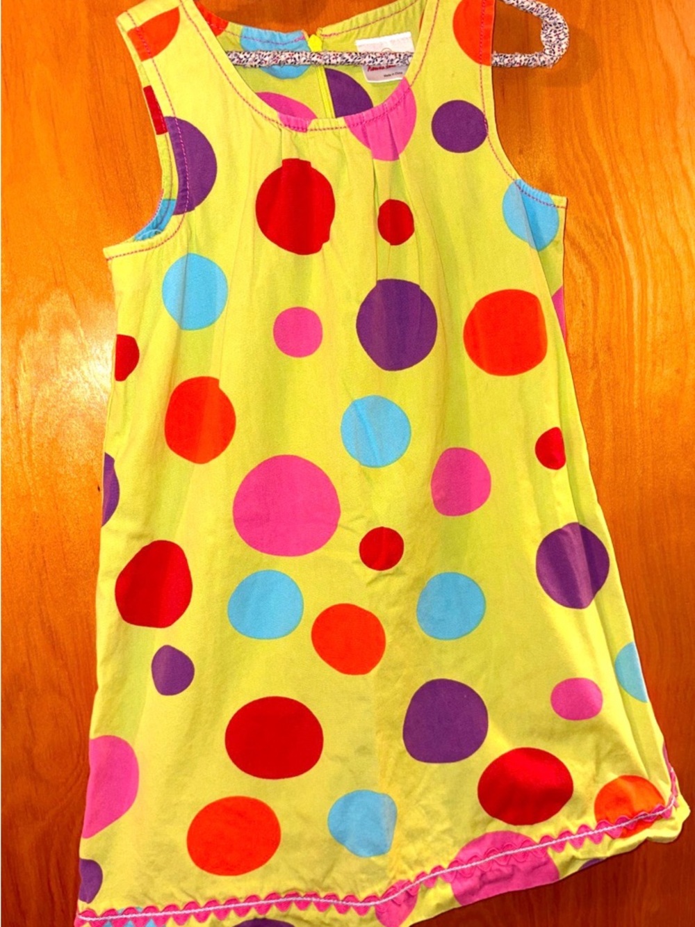 Hanna Andersson  Polka Dot Tank Dress in with ric rac trim. 100% cotton 120